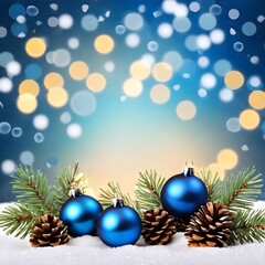 Fototapeta na wymiar Christmas background with blue baubles