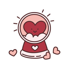 Snowball for a loved one. Kawaii doodle icon for Valentine's Day