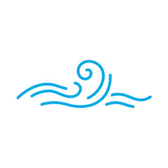 Water wave line. Flowing river water and sea wave mark.