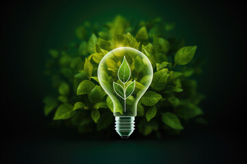 This image creatively showcases an eco-friendly alternative energy icon, emphasizing sustainability and environmental conservation on a green leafy backdrop.
