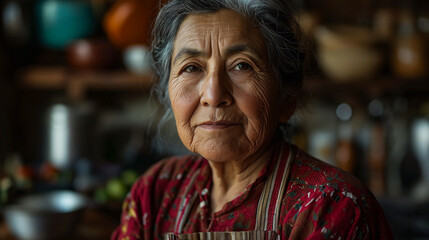 portrait of elderly woman in kitchen