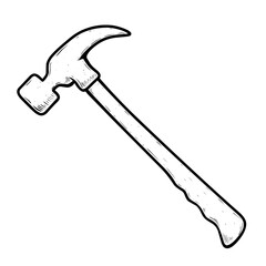 Sketch hammer isolated on white