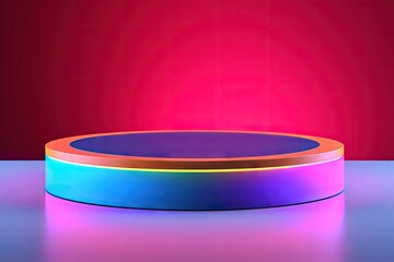 Futuristic Neon-Lit Circular Platform on Gradient Background