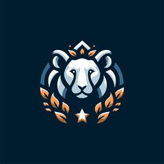 Lion logo head icon. Lion portrait wild animal design sign