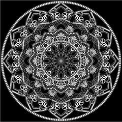 Mehndi Henna Drawing Circular Mandala pattern for tattoo, decoration premium product poster or painting. Decorative ornament in ethnic oriental style. Outline doodle hand draw illustration.