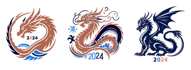 Wood Dragon Zodiac Chinese Lunar New Year 2024 Artwork