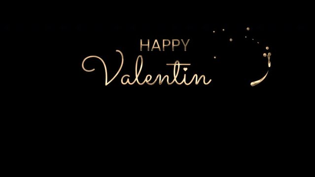 happy valentines day text animation with alpha background