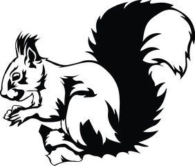Cartoon Black and White Isolated Illustration Vector Of A Squirrel Rodent