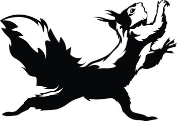 Cartoon Black and White Isolated Illustration Vector Of A Squirrel Rodent