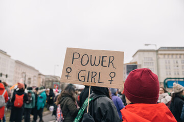 Power Girl sign, March 8 international women's day