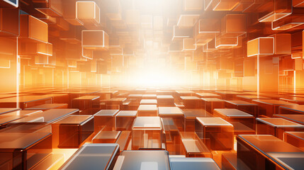Abstract future city orange white square light background
