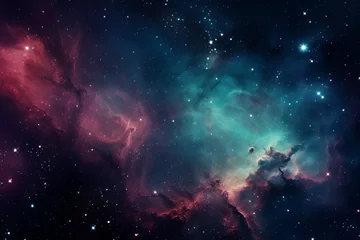 Rolgordijnen Cosmos background with planets space travel and adventures in dark sky generative AI © Tetiana