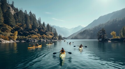Image of a kayaking in an island, Generative ai.