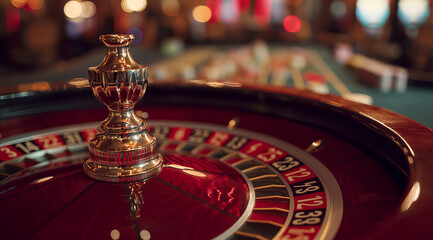 Fototapeta na wymiar a red casino roulette and betting