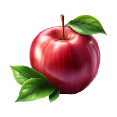 Red Apple fruit isolated transparent background AI generative.
