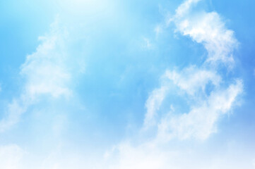 Blue sky with white cloud. The summer heaven is colorful clearing day Good weather and beautiful...