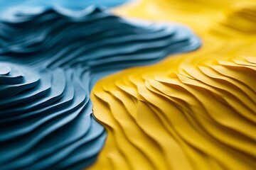 Yellow and Blue Waves Paper Art