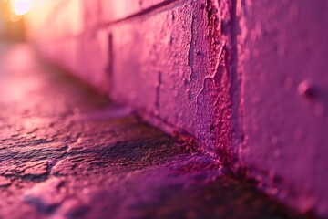 Pink Brick Wall with Chipped Paint