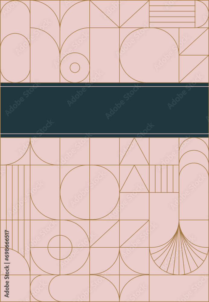 Wall mural art deco frame and patterned background. vintage linear template for wedding invitations, leaflets a - Wall murals