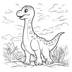 Dinosaur illustration coloring pages - coloring book for kids