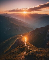 sunset over the mountains