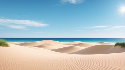 Empty sand beach with clear sky background