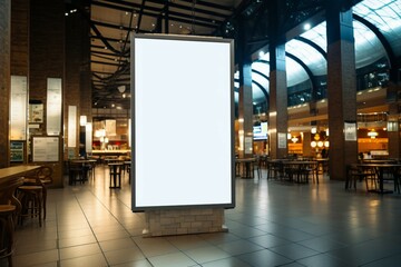 Information hub Blank white board for promotions in a shopping center - obrazy, fototapety, plakaty