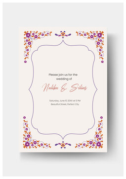 Mughal Wedding Invitation Card Design,  Sangeet night invitation card design for printing, Indian Wedding Invitation Flyer Template.