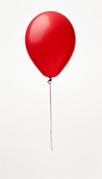 Craft an image of a red balloon in motion caught mid-flight against a white background conveying a sense of playfulness and spontaneity in this realistic HD composition.