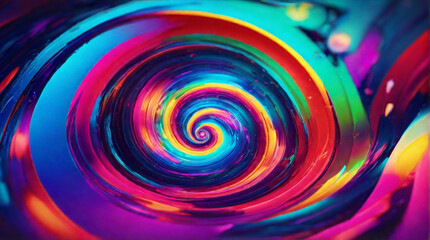 Fototapeta na wymiar Vibrant abstract neon spiral background - Mesmerizing colors in a dynamic spiral, perfect for modern design and creative concepts. 