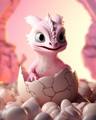 Baby Dragon hatching from the egg. Generative Ai