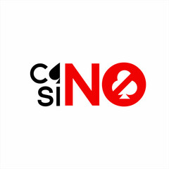 Unique casino word design. Illustration of the word casino with the word "NO" from the ace clover symbol element.