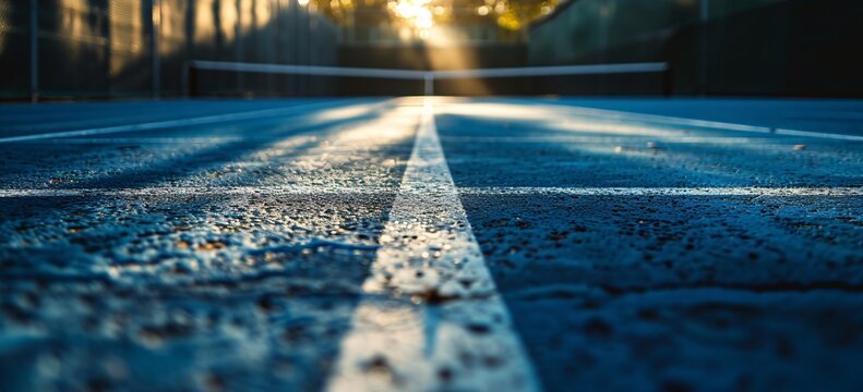 Tennis Court with Sunlight and Shadow