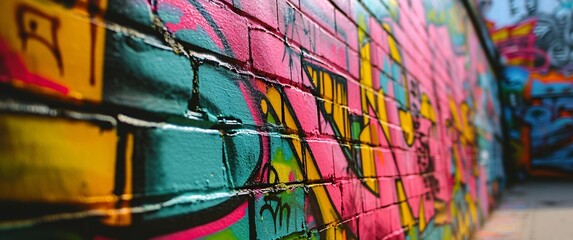 Colorful Graffiti on a Brick Wall