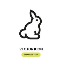 Rabbit icon vector. Linear-style sign for mobile concept and web design. Rabbit symbol illustration. Pixel vector graphics - Vector.