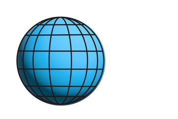 Globe icon, 3-D effect. Isolated on a white background