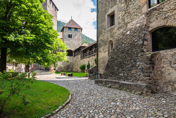Fototapeta na wymiar Dorf Tirol, Trentino Alto Adige, Italy, June 14, 2023: the inner courtyard of the Tyrol Castle