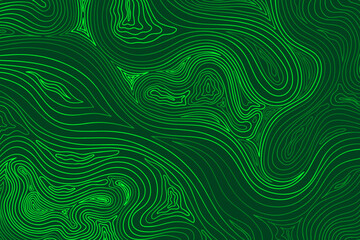 Dark green abstract background with glowing circular lines. Line design of geometric stripes. Modern shiny green lines. Futuristic technology concept. Suit for poster, cover, banner, brochure, website