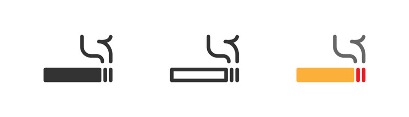 Cigarette editable icon, smoking cigarette and smoke, vector illustration - obrazy, fototapety, plakaty