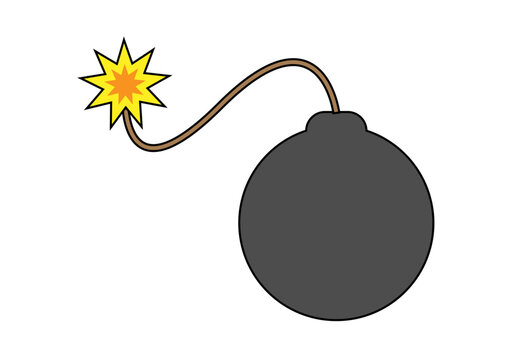 Icono negro de bomba en fondo blanco.