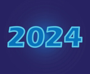 Happy New Year 2024 Abstract Cyan Graphic Design Vector Logo Symbol Illustration With Blue Background