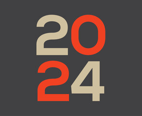 Happy New Year 2024 Abstract Brown And Red Graphic Design Vector Logo Symbol Illustration With Gray Background