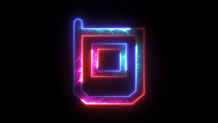 Glowing neon mobile phone icon animated background. Abstract symbol icon of button phone