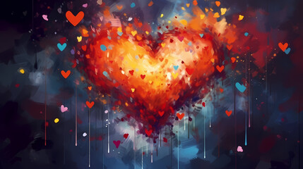 Lonely heart, abstract love painting, modern wallpaper background, perfect for romantic wall art, Valentine's Day themed print design and art posters