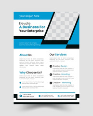 blue and black creative business flyer design mock up