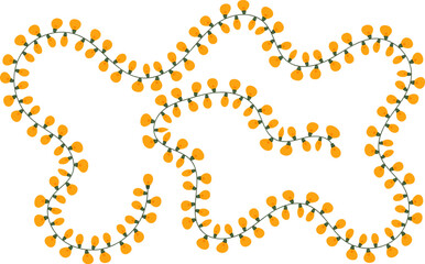 Christmas yellow lights isolated on white background. Garlands for decoration. Glowing light bulb for Christmas cards, banners, posters, web. Vector illustration.