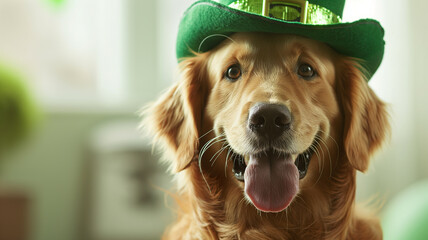 Cute Dogs with Leprechaun Hats, St. Patrick's Day - obrazy, fototapety, plakaty