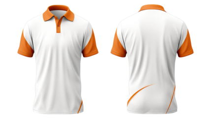 Front and back stylish polo shirt mockup, cut out