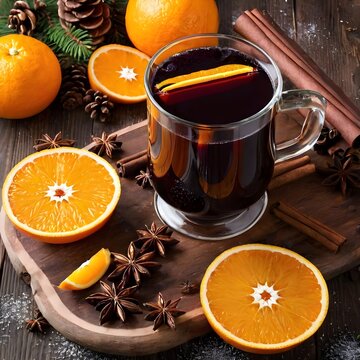 Winter wine with orange and cinnamon