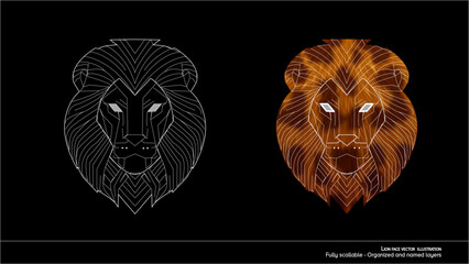 Lion Face Vector Illustration - Detailed illustration of lion face - organized and named layers. animation ready